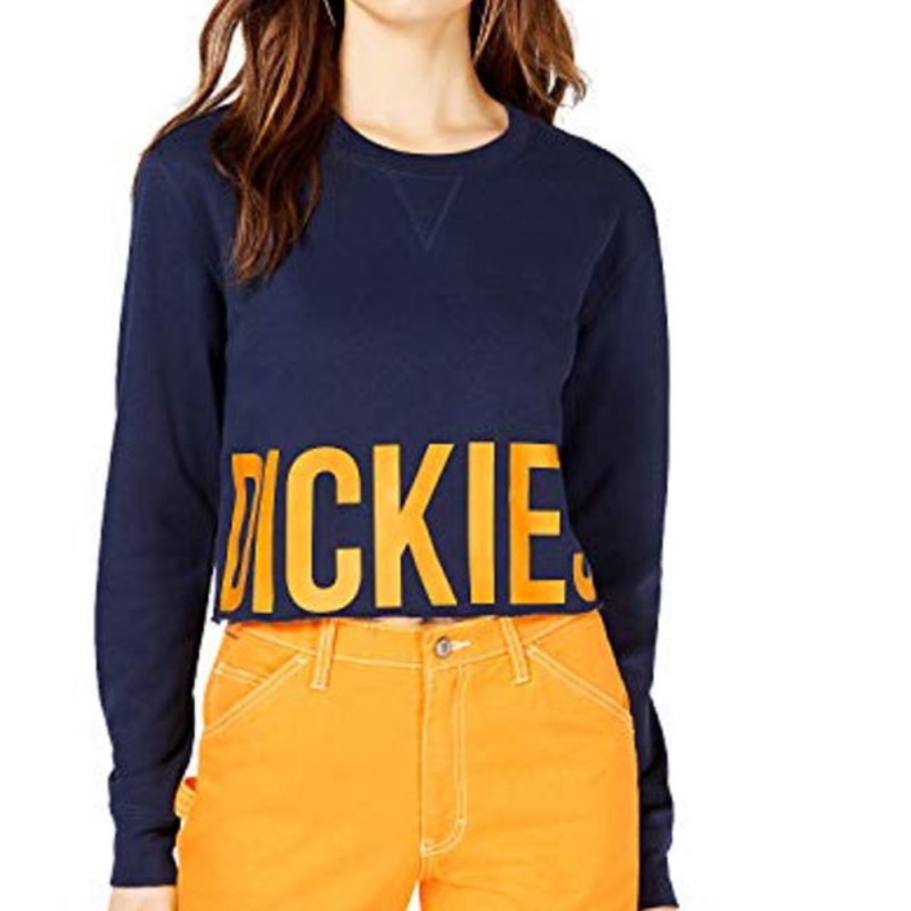 Dickies Blue Raw Edge Cropped Sweatshirt - Long Sleeve Size small/xs